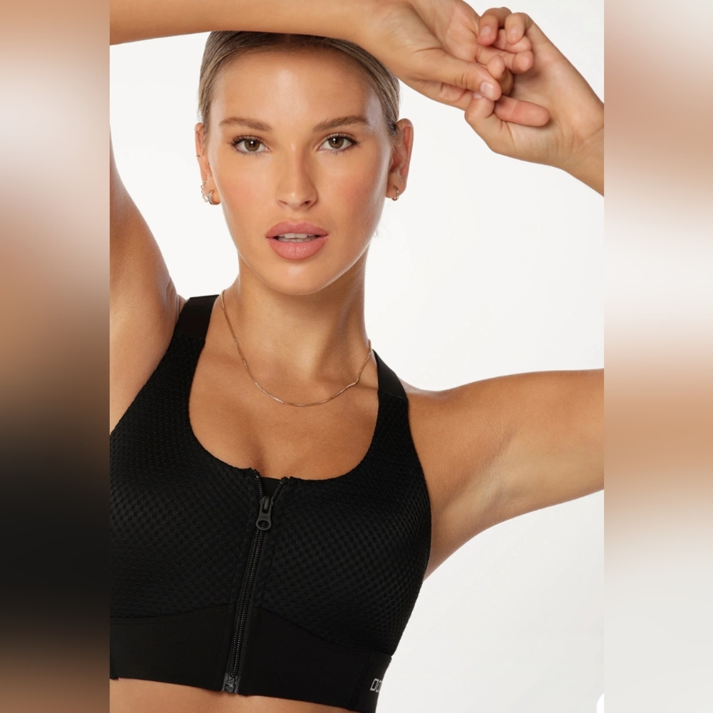 Lorna Jane Black Zip Front Sports Bra
